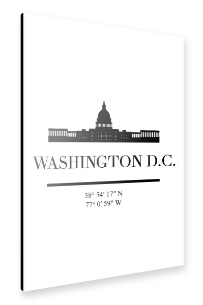 Alu-Dibond "WASHINGTON DC BLACK SKYLINE ART" 30x20 cm artboxONE