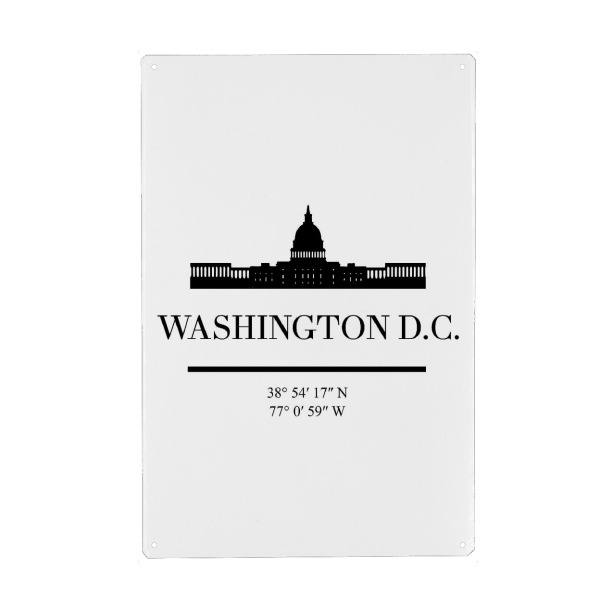 Holzbild "WASHINGTON DC BLACK SKYLINE ART" artboxONE - Städte,Reise,Schwarzweiß,Städte / Washington,Kartografie