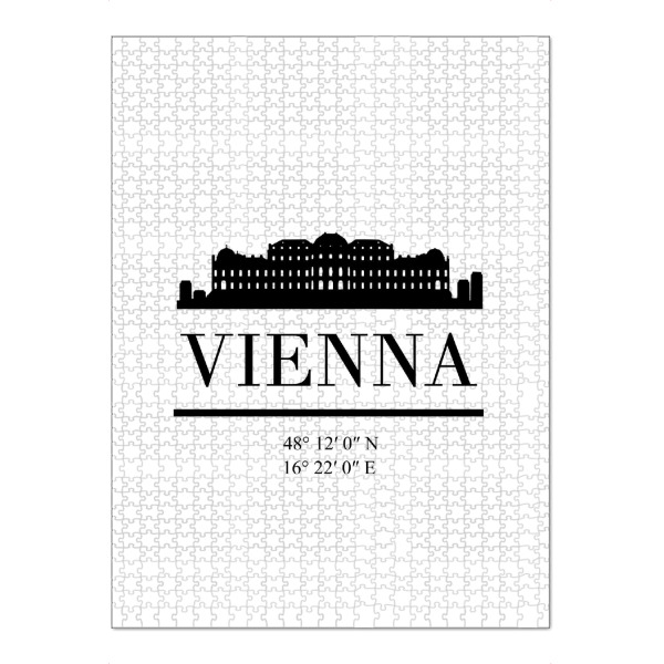Puzzle Ravensburger "VIENNA AUSTRIA BLACK SKYLINE ART" artboxONE - Städte,Reise,Schwarzweiß,Städte / Wien,Kartografie