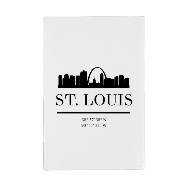 Metall Poster "ST LOUIS MISSOURI BLACK SKYLINE" artboxONE - Städte,Reise,Schwarzweiß,Städte / Weitere,Kartografie
