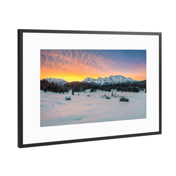 Poster mit Rahmen Schwarz (Metallic) "Winter in den Alpen" artboxONE - Natur,Reise / Länder