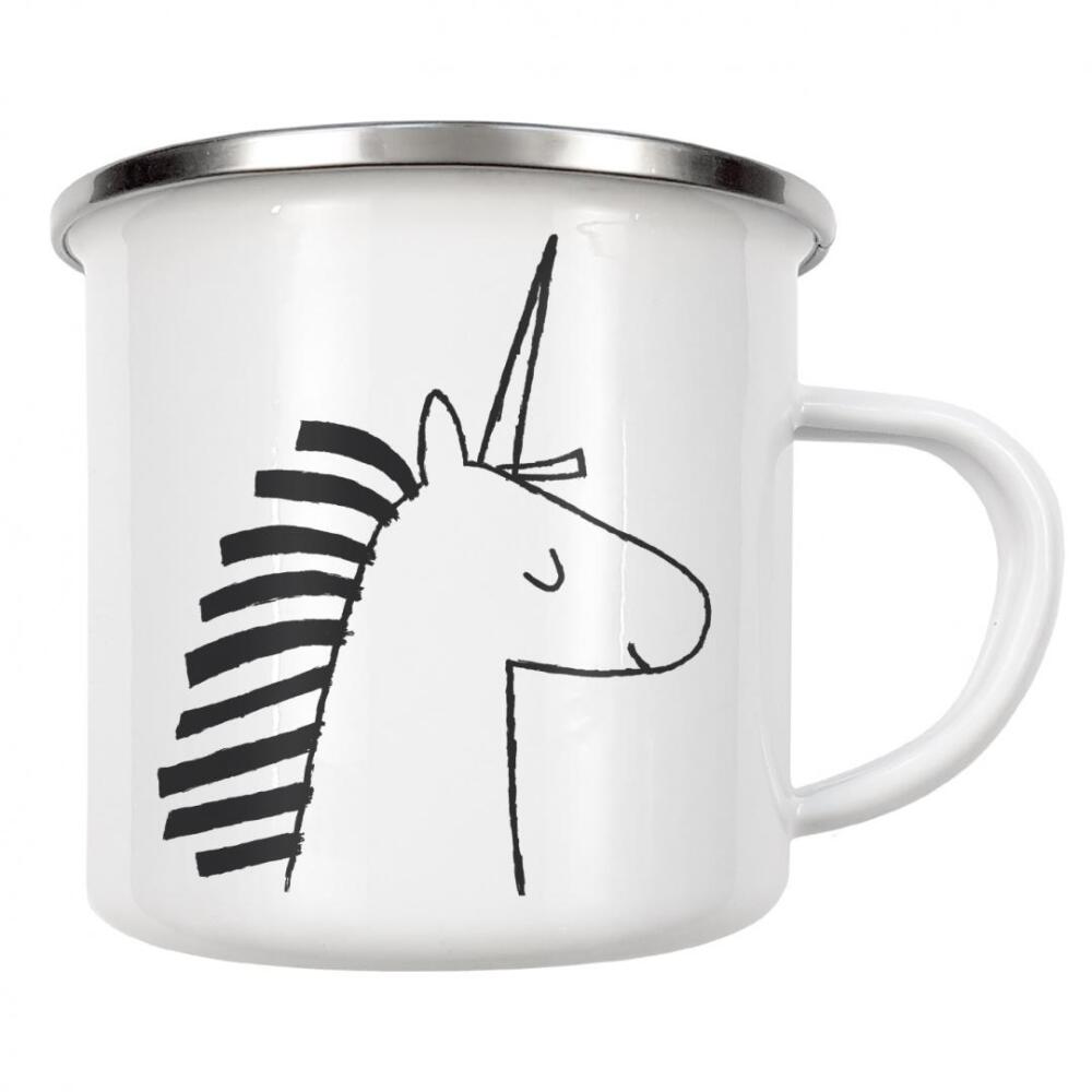 Emaille Tasse "Einhorn Pink" artboxONE - Für Kinder,Tiere,Abstrakt - Einhorn,Kinder,Kinderzimmer,Illustration,Fabelwesen,Pink,Rosa,Tier