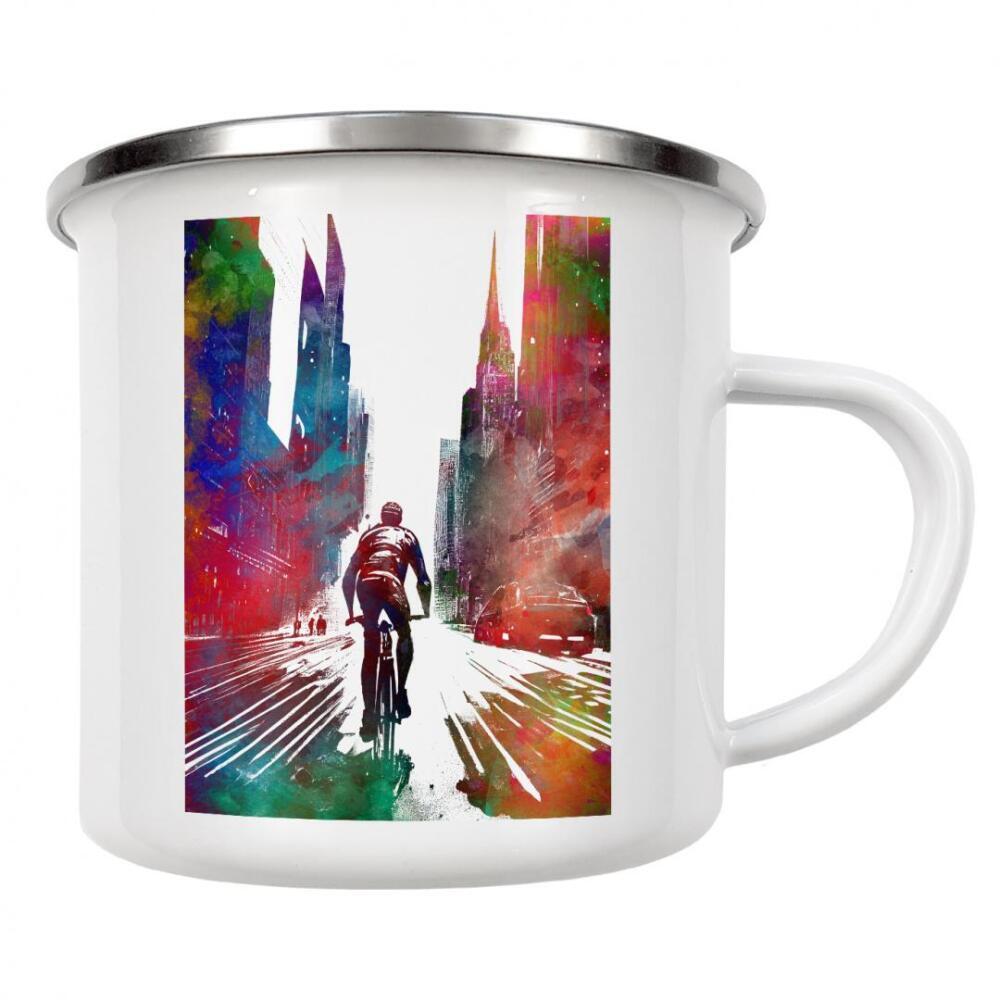 Emaille Tasse "Citybike Sportart A" artboxONE - Sport,Sport / Motivation - Stadtrad,Biker,Fahrrad,Fahrrad,Radfahren,Sport,Grafik