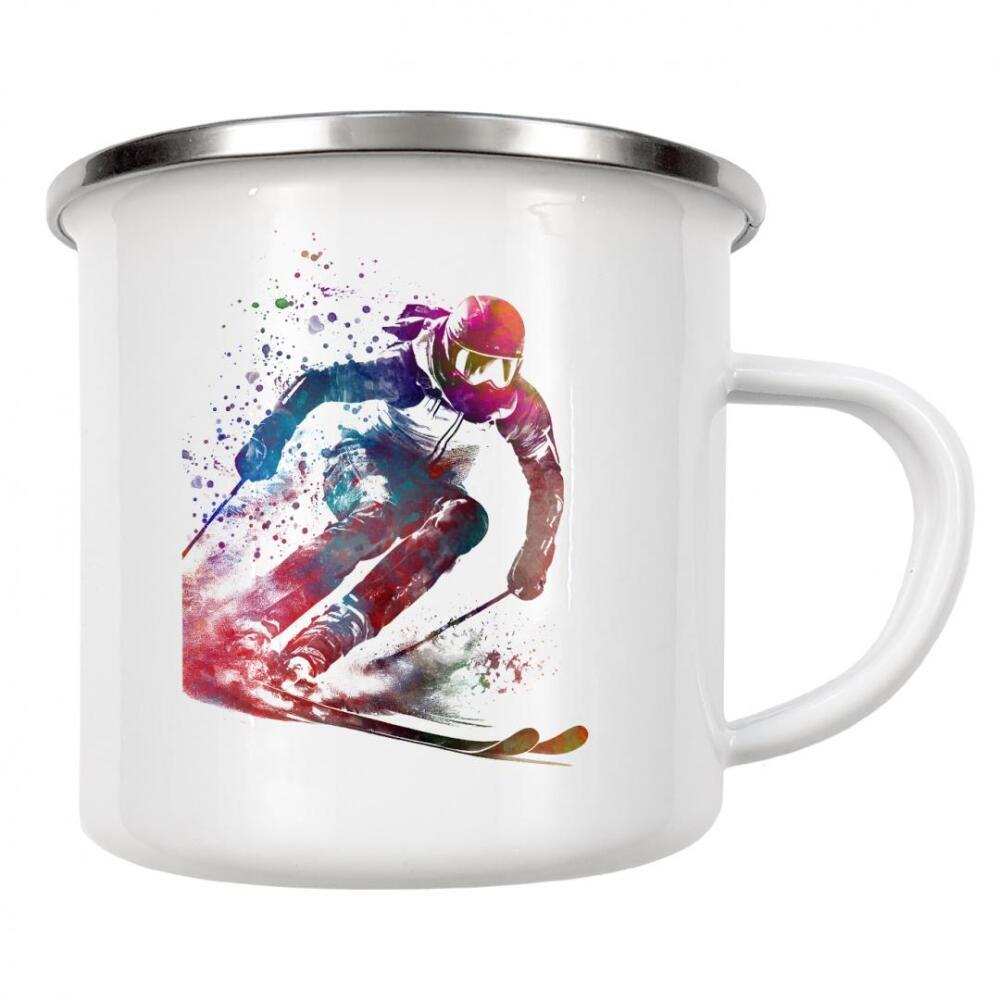 Emaille Tasse "Skisport Kunst B" artboxONE - Sport - Ski,Skifahren,Alpinski,Wintersport,Sport,Grafik,Sport