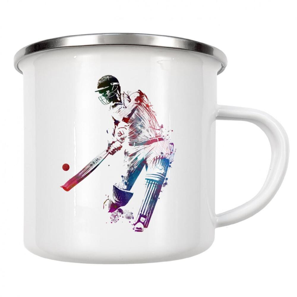 Emaille Tasse "Cricket-Sportkunst A" artboxONE - Sport,Sport / Motivation - Cricket,Sport,Spiel,Cricket,Grafik,Illustration