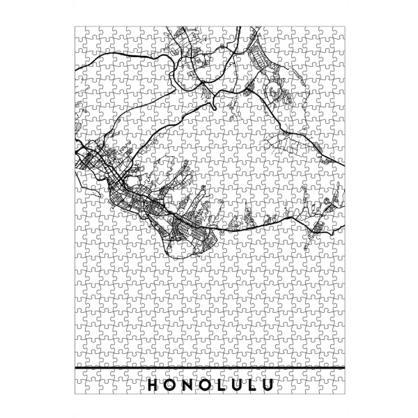 artboxONE Puzzle "HONOLULU HAWAII BLACK CITY MAP" artboxONE - Städte,Schwarzweiß,Städte / Weitere,Kartografie