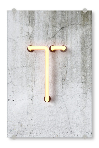 Acrylglasbild "Neon Alphabet On - T" artboxONE - Buchstaben / T - Buchstabenset-neon1,Buchstabe-t,Abc,Alphabet,T,Neon sign,Neon art