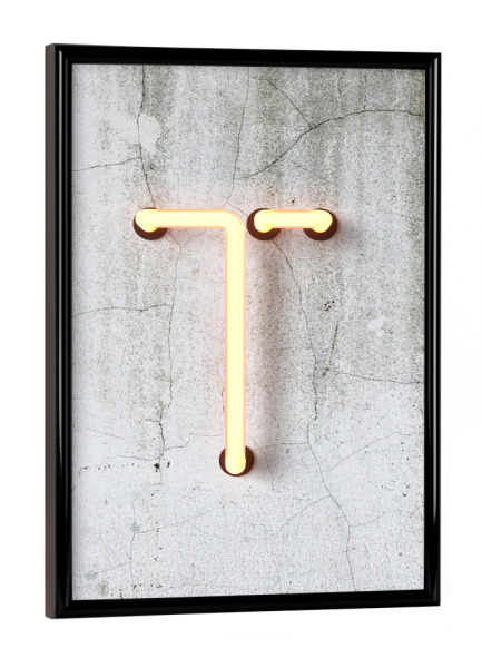 Poster mit schwarzem Rahmen "Neon Alphabet On - T" artboxONE - Buchstaben / T - Buchstabenset-neon1,Buchstabe-t,Abc,Alphabet,T,Neon sign,Neon art