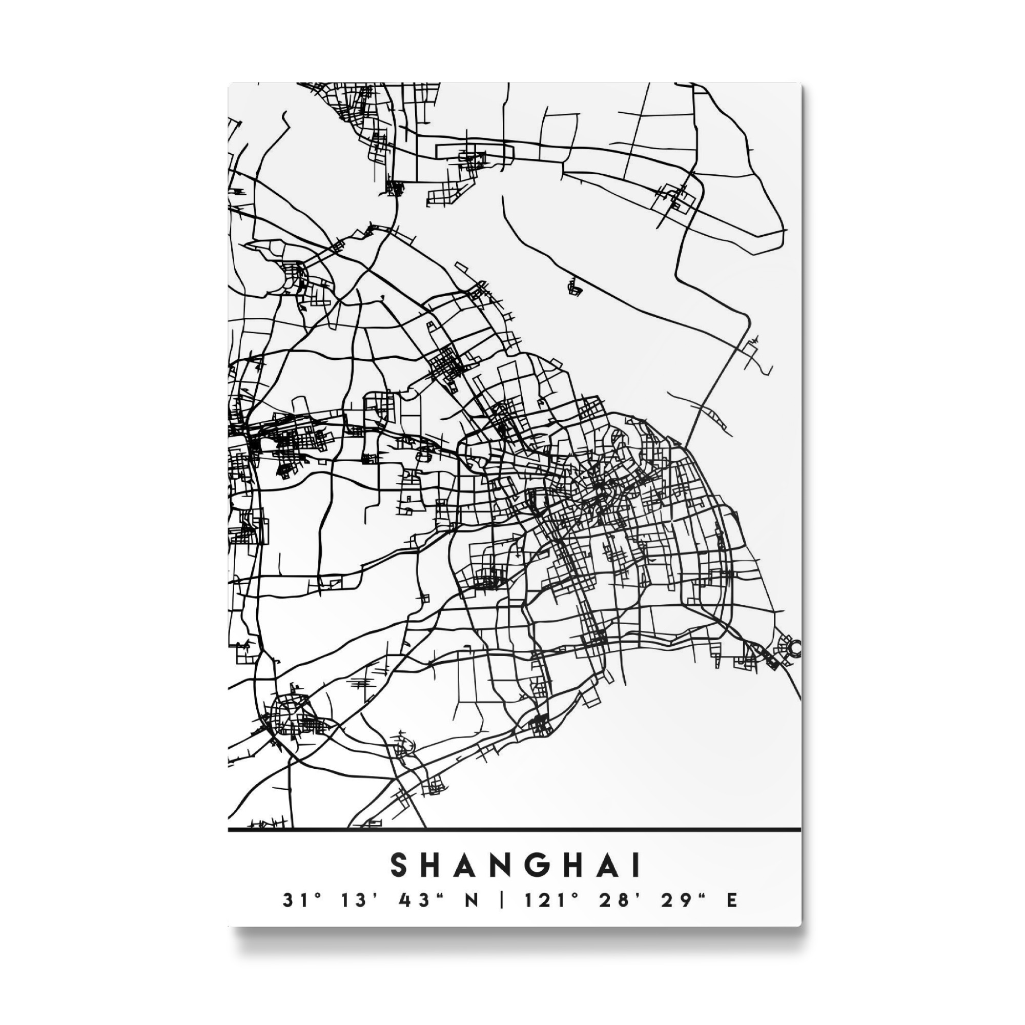 Galerie-Print "SHANGHAI CHINA BLACK CITY MAP" 75x50 cm artboxONE