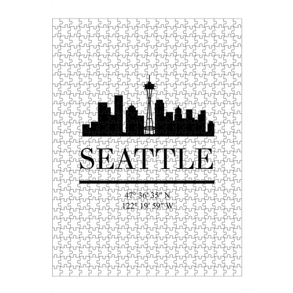 Puzzle Ravensburger "SEATTLE WASHINGTON BLACK SKYLINE" artboxONE - Schwarzweiß,Städte / Weitere,Kartografie - Seattle,Usa,Amerika - Bild seattle