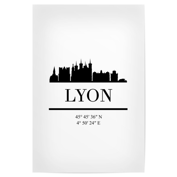 Poster 30x20 cm "LYON FRANCE BLACK SKYLINE ART" artboxONE - Städte,Schwarzweiß,Städte / Weitere - Lyon,France,Frankreich,Europa,French
