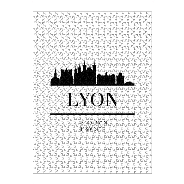 Puzzle Ravensburger "LYON FRANCE BLACK SKYLINE ART" artboxONE - Städte,Schwarzweiß,Städte / Weitere - Lyon,France,Frankreich,Europa,French
