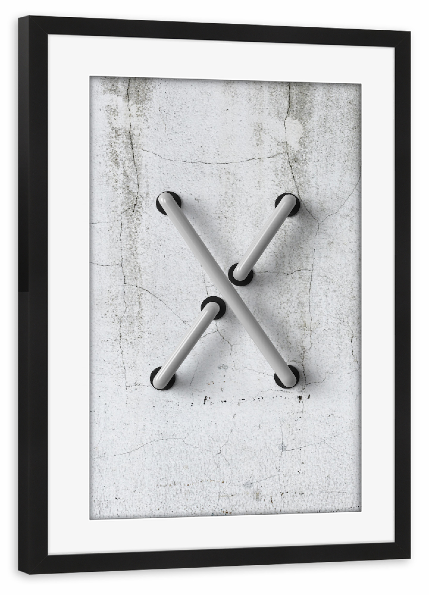 Poster mit Rahmen schwarz "Neon Alphabet Off - X" artboxONE - Buchstaben / X