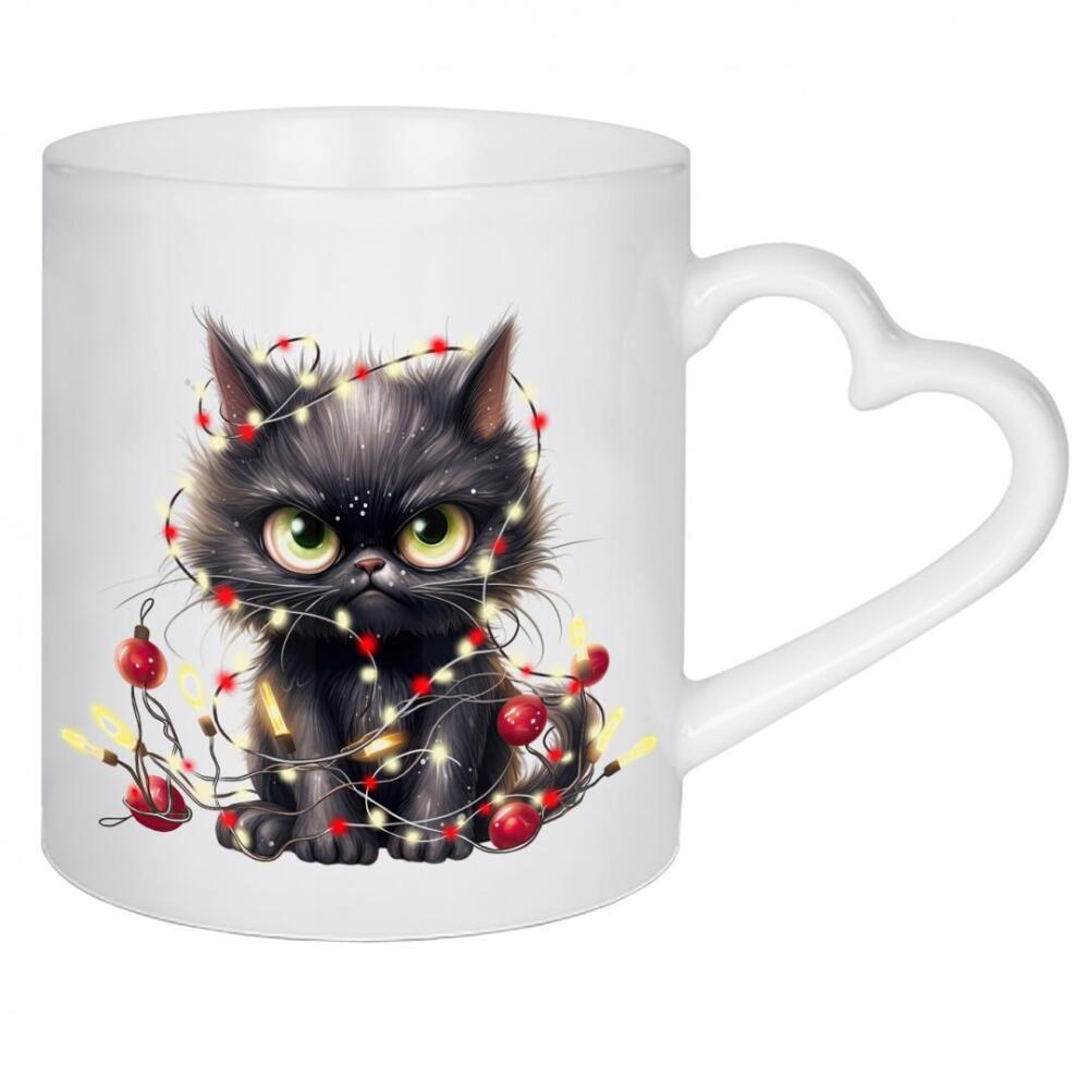 Herztasse "Schwarze Weihnachtskatze" artboxONE - Tiere,Fashion,Weihnachten,Lustig