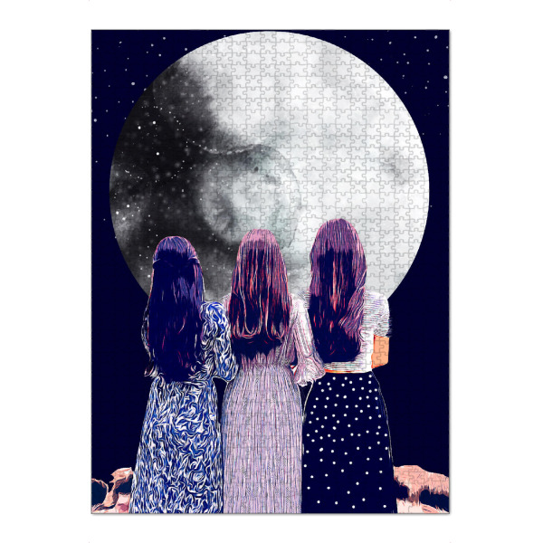 Puzzle Ravensburger "Bffs design" artboxONE - Menschen,Fashion - Friendship,Girls,Women,Moon,Friend,Bff - Bild friendship