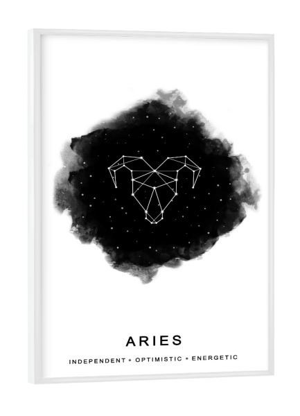 Poster mit weißem Rahmen "Aries Constellation" artboxONE - Typografie,Schwarzweiß,Galaxy