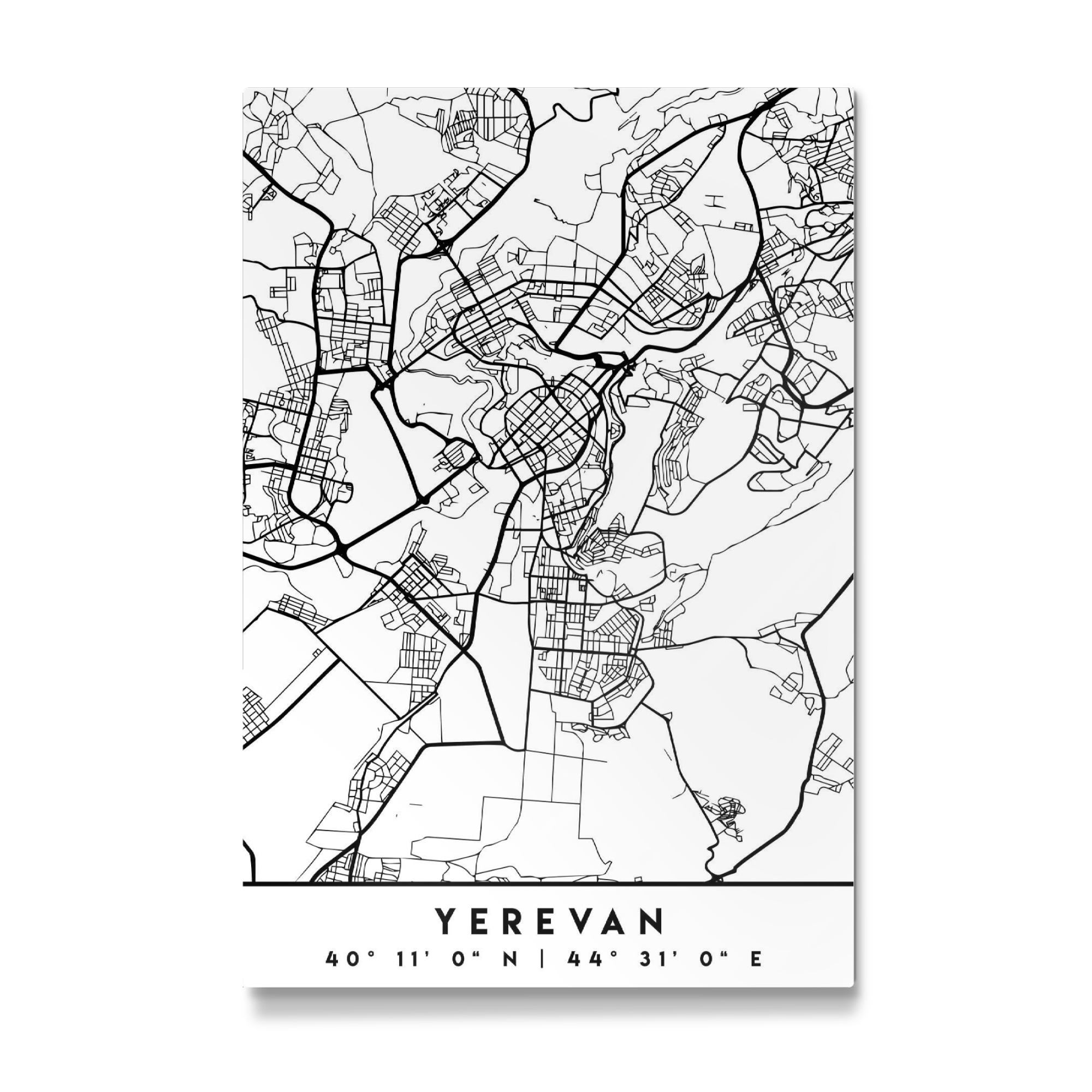 Galerie-Print "YEREVAN ARMENIA BLACK CITY MAP" 75x50 cm artboxONE