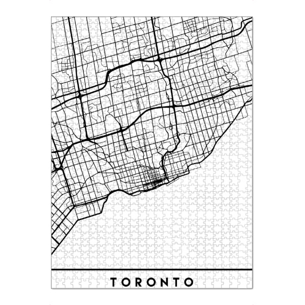Puzzle Ravensburger "TORONTO CANADA BLACK CITY MAP" artboxONE - Städte,Reise,Schwarzweiß,Städte / Weitere,Kartografie - Toronto,Canada,Map,Coordinates