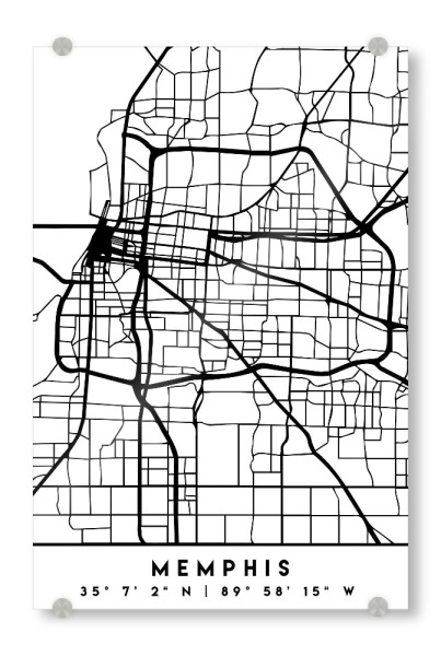 Acrylglasbild "MEMPHIS TENNESSEE BLACK CITY MAP" artboxONE - Schwarzweiß,Städte / Weitere,Kartografie