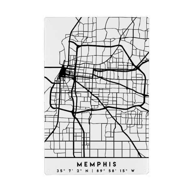 Holzbild "MEMPHIS TENNESSEE BLACK CITY MAP" artboxONE - Schwarzweiß,Städte / Weitere,Kartografie