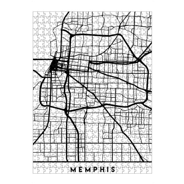 Puzzle Ravensburger "MEMPHIS TENNESSEE BLACK CITY MAP" artboxONE - Schwarzweiß,Städte / Weitere,Kartografie