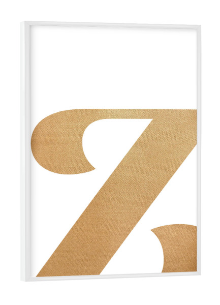 Poster mit weißem Rahmen "Gold Z" artboxONE - Buchstaben / Z - Buchstaben,Typography,Typografie