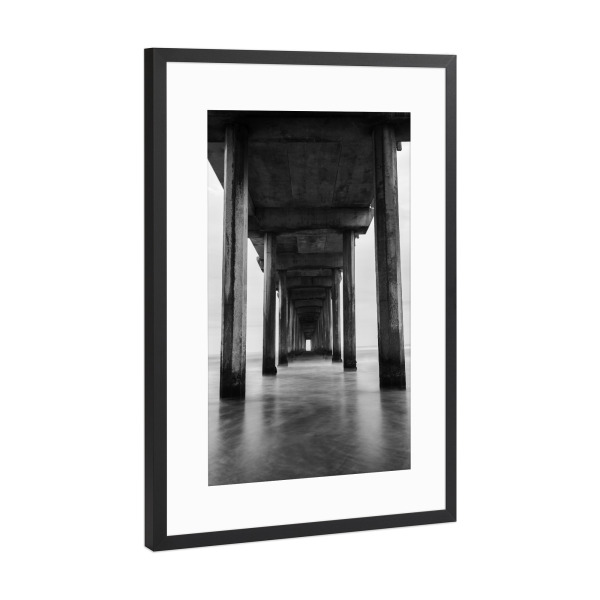 Poster mit Rahmen Schwarz (Metallic) "Scripps Pier" artboxONE - Reise,Schwarzweiß,Reise / Strand und Meer - Scripps pier,Pier,San diego,Beach