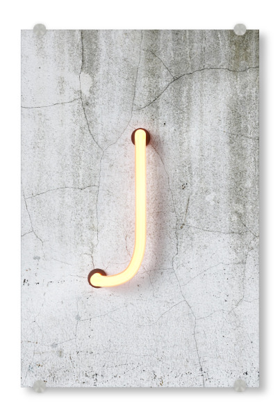 Acrylglasbild "Neon Alphabet On - J" artboxONE - Buchstaben / J - Buchstabenset-neon1,Buchstabe-j,Neon sign,Neon art