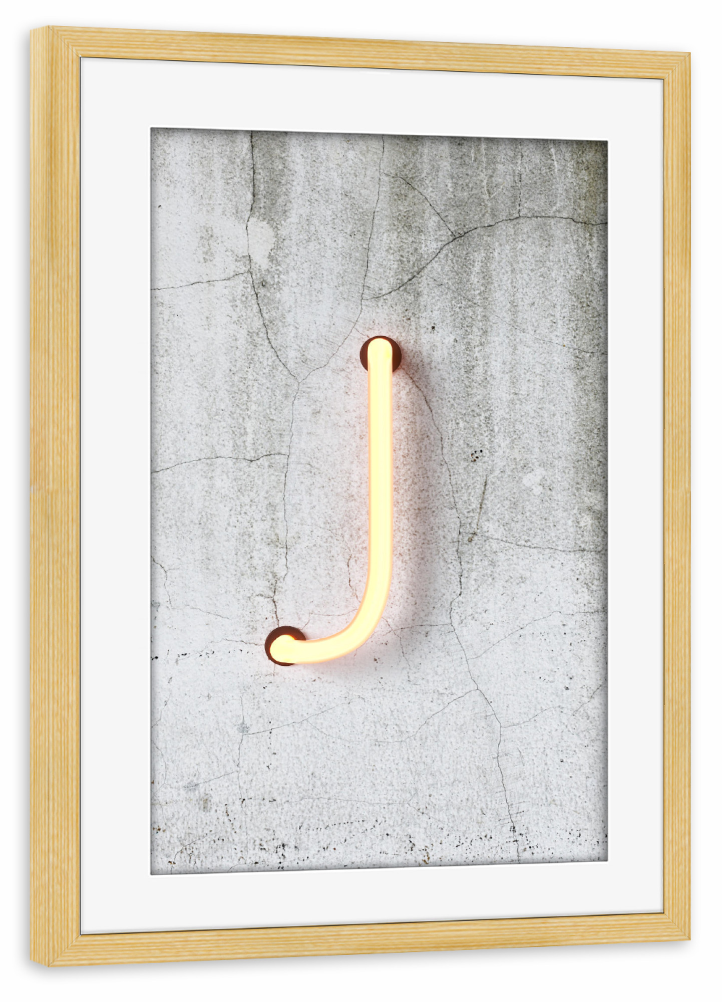 Poster mit Rahmen kiefer "Neon Alphabet On - J" artboxONE - Buchstaben / J - Buchstabenset-neon1,Buchstabe-j,Neon sign,Neon art