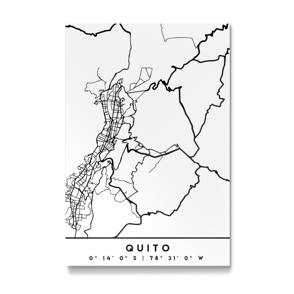 Galerie-Print "QUITO ECUADOR BLACK CITY MAP" 30x20 cm artboxONE