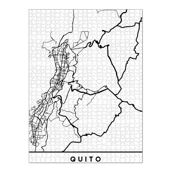 Puzzle Ravensburger "QUITO ECUADOR BLACK CITY MAP" artboxONE - Städte,Schwarzweiß,Städte / Weitere,Kartografie