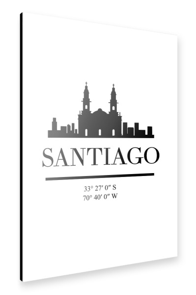 Alu-Dibond "SANTIAGO DE CHILE BLACK SKYLINE" 30x20 cm artboxONE