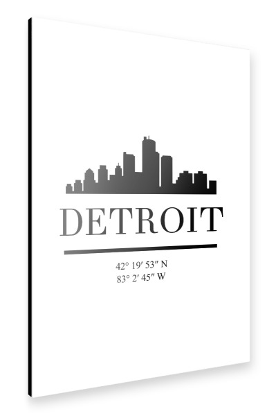 Alu-Dibond "DETROIT MICHIGAN BLACK SKYLINE ART" 30x20 cm artboxONE