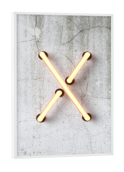 Poster mit weißem Rahmen "Neon Alphabet On - X" artboxONE - Buchstaben / X