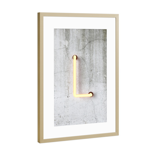 Poster mit Rahmen Gold "Neon Alphabet On - L" artboxONE - Buchstaben / L - Buchstabenset-neon1,Buchstabe-l,Alphabet,Neon sign,Neon art