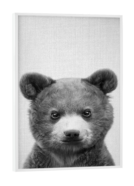 Poster mit weißem Rahmen "Baby Bear - Black & White" artboxONE - Tiere,Schwarzweiß - Animal,Bear,Grizzly