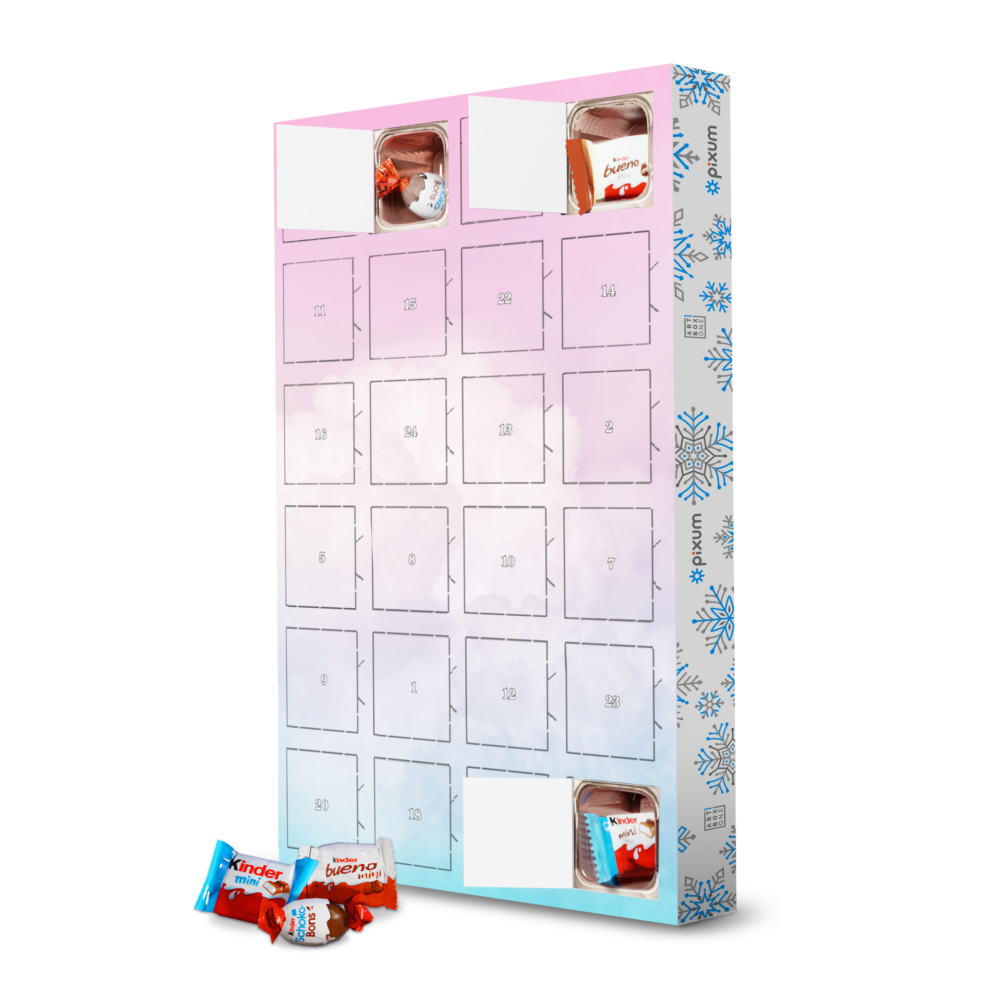 Adventskalender mit Produkten von Kinder Happy Pastel Clouds - Aqua Pink artboxONE Adventskalender Abstrakt