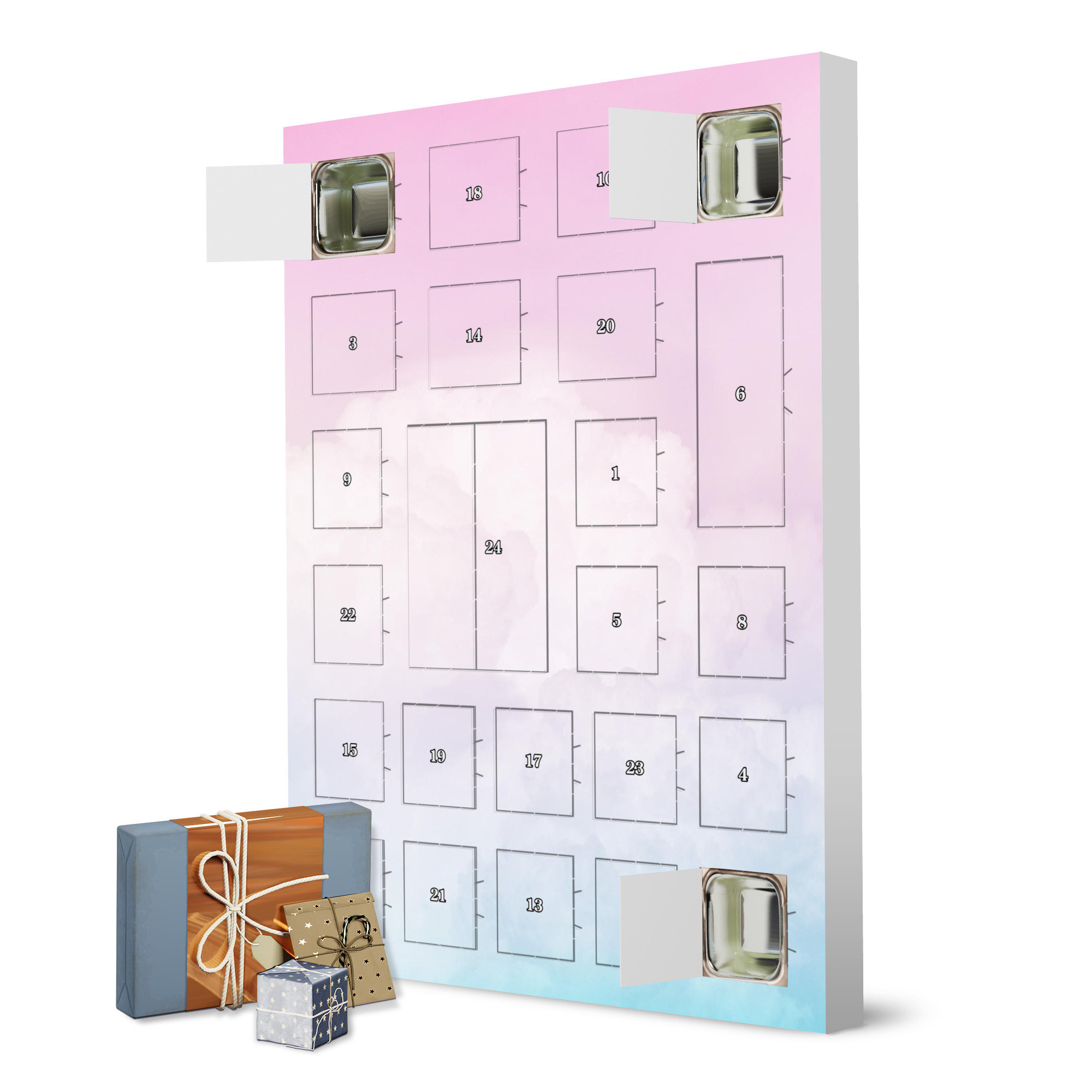 Adventskalender zum Selbstbefüllen Happy Pastel Clouds - Aqua Pink artboxONE Adventskalender Abstrakt