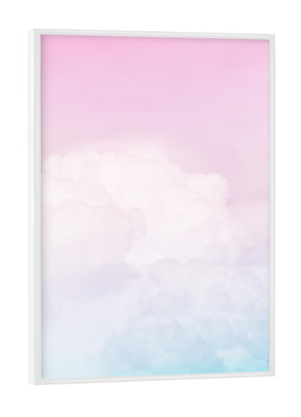 Poster mit weißem Rahmen "Happy Pastel Clouds - Aqua Pink" artboxONE - Abstrakt - Himmel,Wolken,Pastell