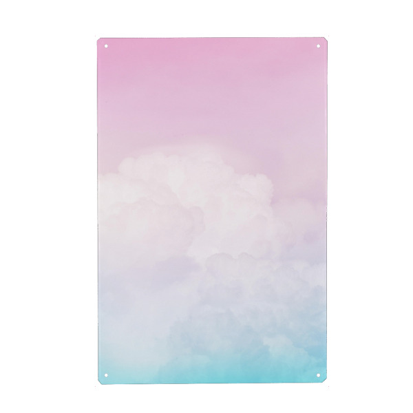 Holzbild "Happy Pastel Clouds - Aqua Pink" artboxONE - Abstrakt - Himmel,Wolken,Pastell