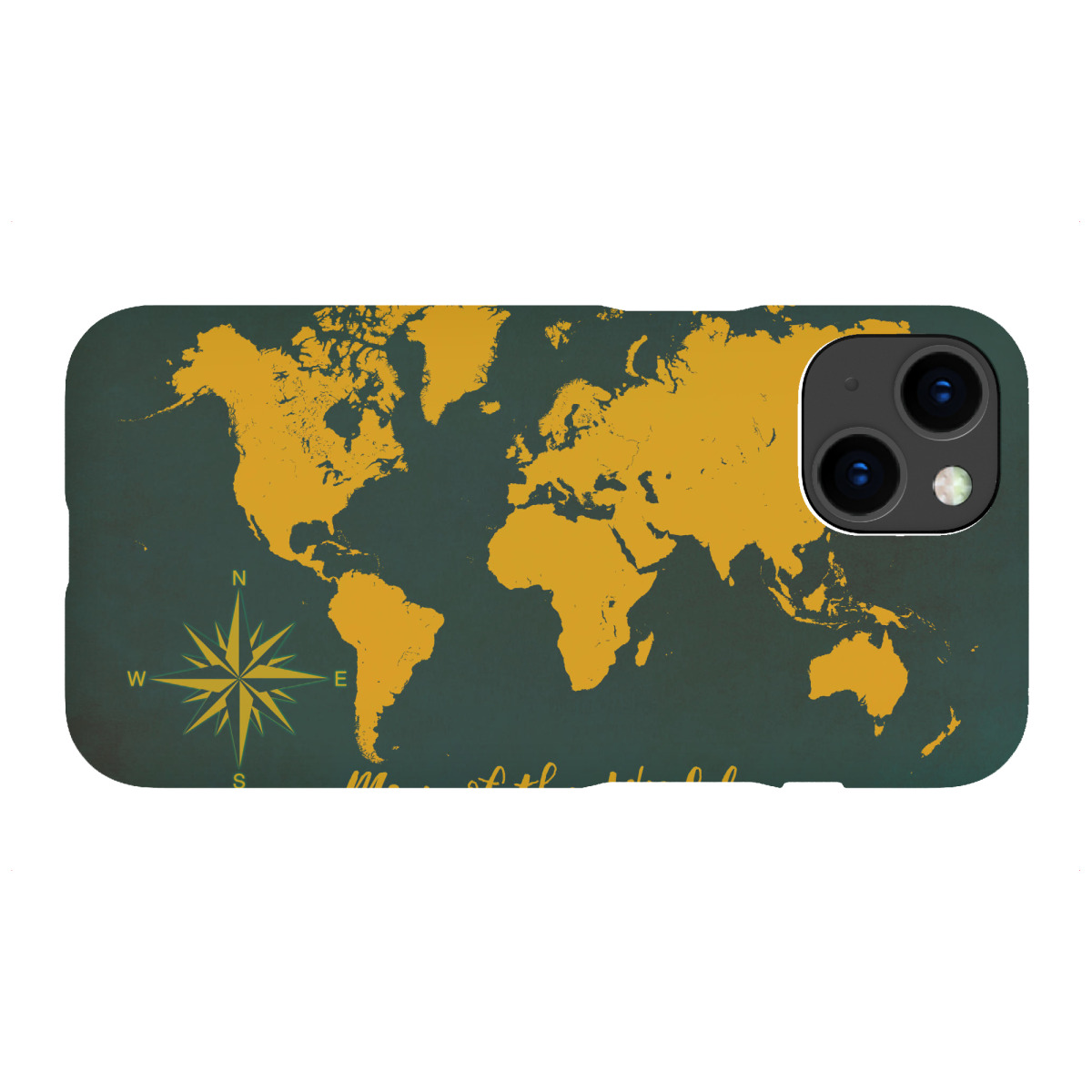 "World map yellow dark green"für iPhone - Premium-Case Handyhülle artboxONE
