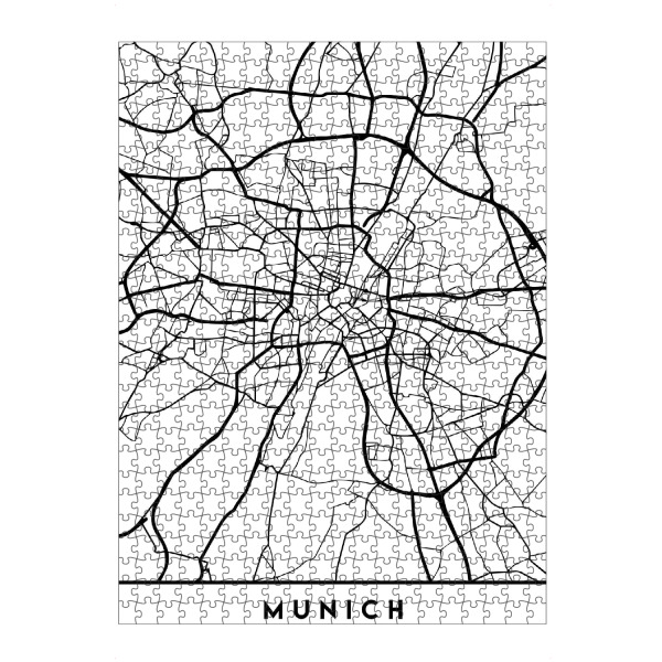 artboxONE Puzzle "MUNICH GERMANY BLACK CITY MAP" artboxONE - Städte,Städte / München,Schwarzweiß,Kartografie