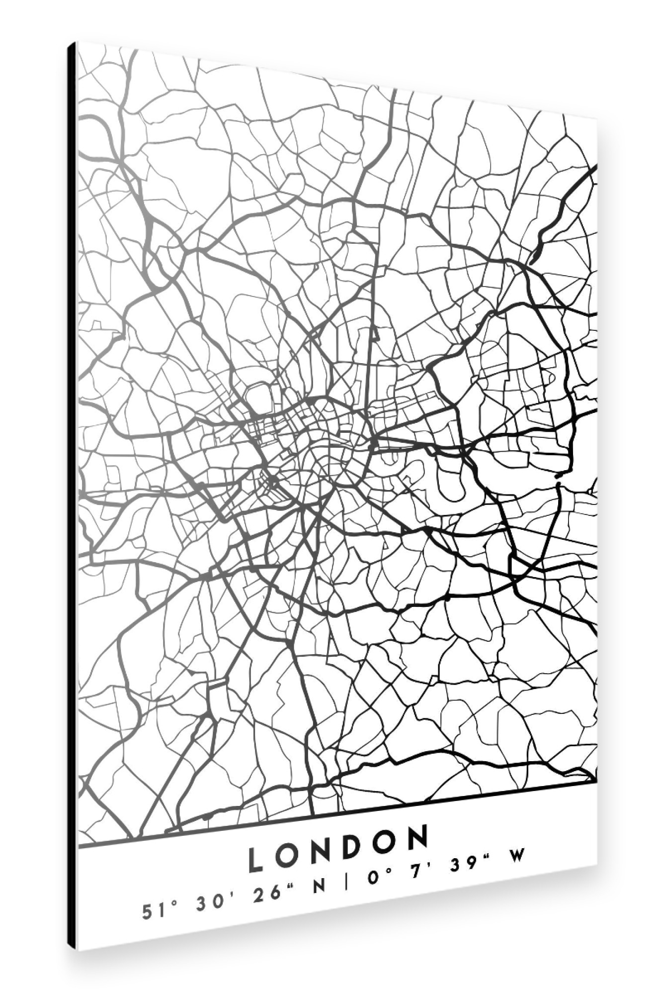 Alu-Dibond "LONDON ENGLAND BLACK CITY MAP" 75x50 cm artboxONE