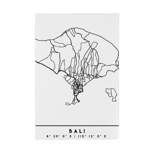 Holzbild "BALI INDONESIA BLACK CITY MAP" artboxONE - Städte,Schwarzweiß,Städte / Weitere,Kartografie - Bali,Indonesia,Indonesien,Asien,Asia,Map