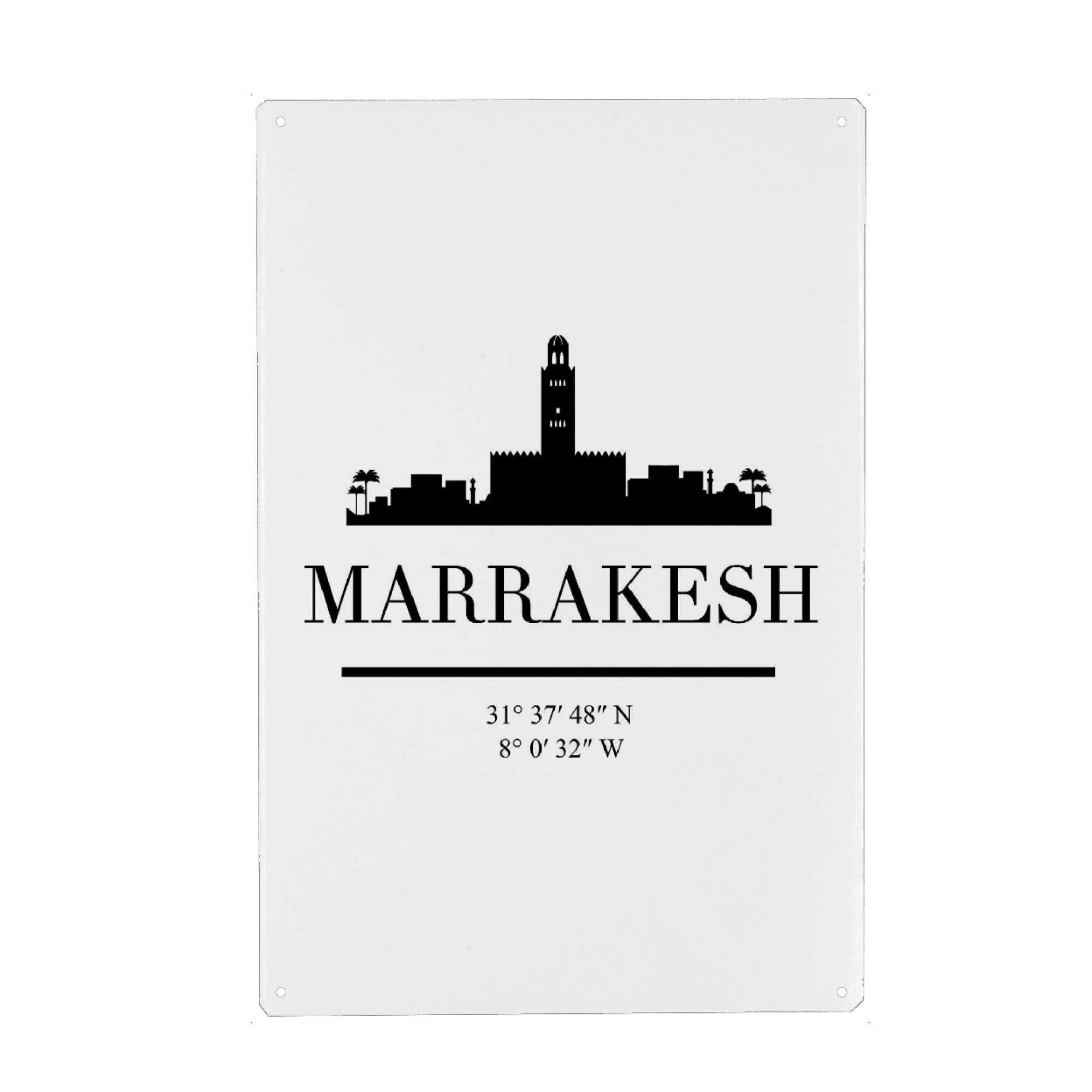 Metall Poster "MARRAKESH MOROCCO BLACK SKYLINE" artboxONE - Städte,Schwarzweiß,Städte / Weitere