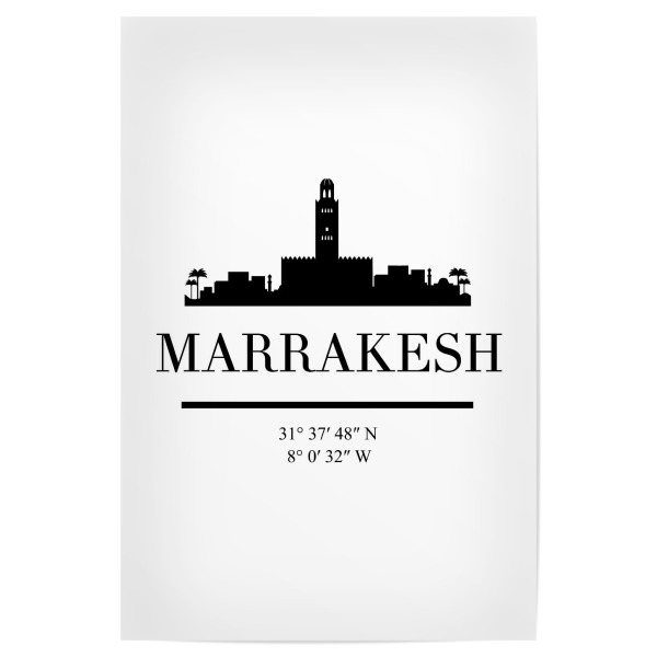 Poster 30x20 cm "MARRAKESH MOROCCO BLACK SKYLINE" artboxONE - Städte,Schwarzweiß,Städte / Weitere
