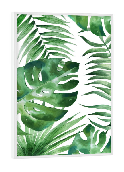 Poster mit weißem Rahmen "Watercolor Tropical Leaves" artboxONE - Floral - Palm,Leaf,Monstera