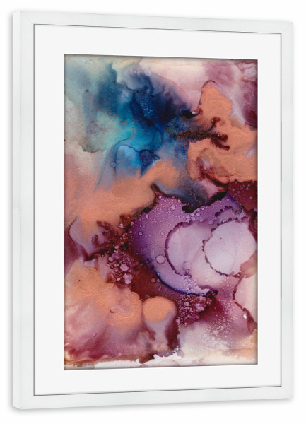 Poster mit Rahmen weiß "Bunte Farbkleckse" artboxONE - Abstrakt - Tinte,Abstrakt