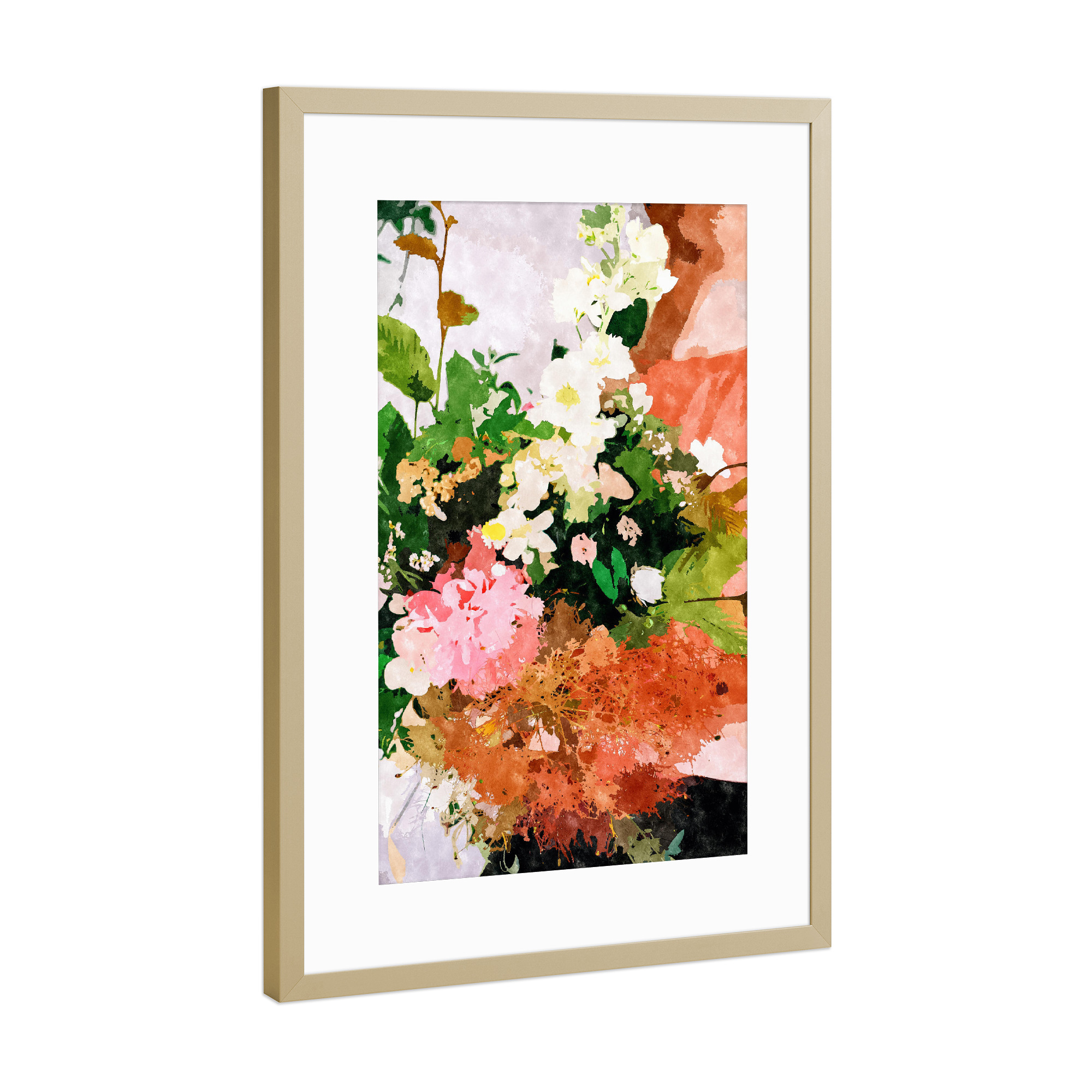 Poster mit Rahmen Gold "Floral Gift ||" artboxONE - Floral - Watercolor,Floral,Fall,Spring,Nature,Botanical,Blossom
