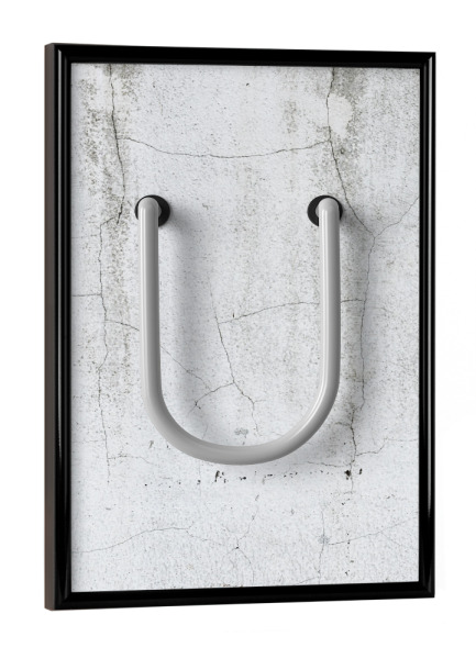 Poster mit schwarzem Rahmen "Neon Alphabet Off - U" artboxONE - Buchstaben / U